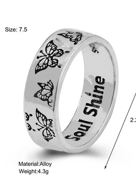 极速Vintageh Butterfly Ring rings women做旧复古雕刻蝴蝶戒指
