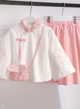 极速女童汉服中国风旗袍套装2x023洋气小女孩炸街长袖复古连衣裙