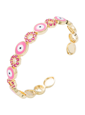 极速欧美时尚新款铜镀金滴油恶魔之E眼睛开口手镯潮流气质手镯配