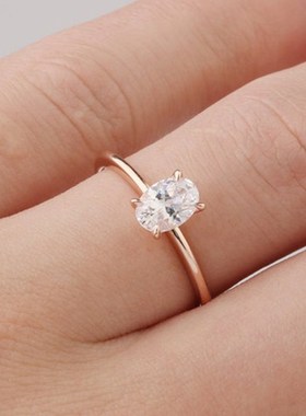 极速QXJEWEL Oval Cut 14K uSolitaire Ring Moissanite Engageme