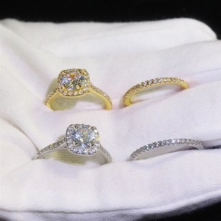 Square Rings 极速Rings Women Cubic Zirconia Prong for xFour