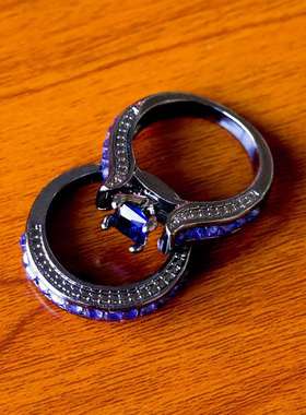 极速Cao Fittinjg Fashion Ladies Set Ring Dark Blue Zircon Ri