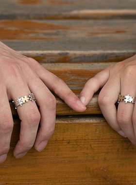 极速Huayoule puzzle couplue ring ins niche design personalit