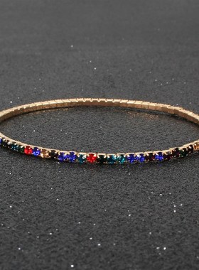 极速跨境欧美多色水钻弹力手錬  C闪亮简约手錬饰品女 F7310