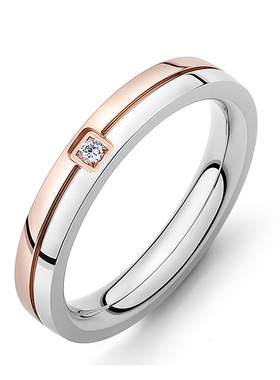 极速Simple Color Matching Diamond Couple RiNng Fashion Titan