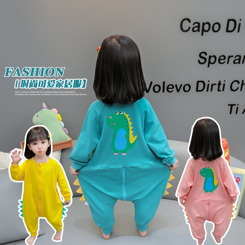 极速0女童连身睡衣n春秋纯棉2男孩女孩家居服防踢1岁婴儿宝宝套头