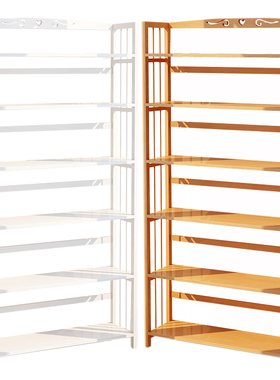 极速白色a书架落地现代简约经济型桌上学生简易实木竹子置物架多