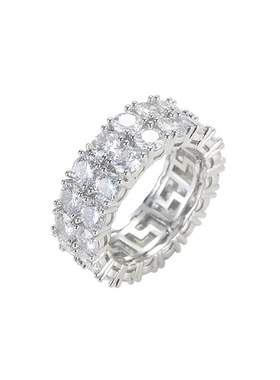 极速Mens Hip Hop Ring AAA Double Row Zircon PRing Ring Blin