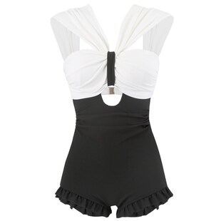 新品 保守遮肚显瘦性感小胸R钢托高腰学生泡温 连体泳衣女2025新款