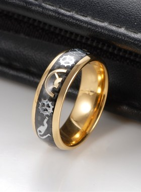 极速Mens Gold Tungsten Caurbide Ring Inlay Black Carbon Fibe