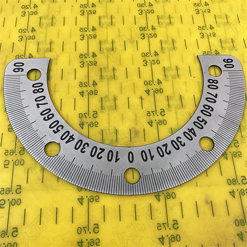 极速中分半圆刻度盘分度测量尺带孔量角器185xI120x2 D025直销恒