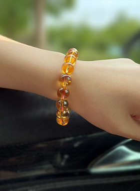 极速巴西天然黄水晶手链原矿非染色生日礼物男士女U士饰品手串配