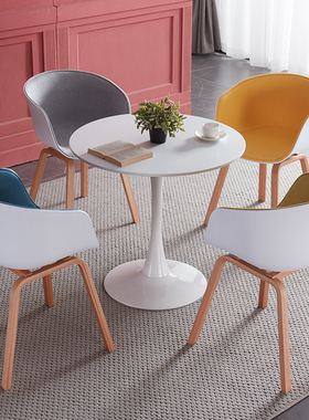 极速北欧白色洽谈桌n椅组合简奶茶店创意网红化妆凳靠背布艺餐椅