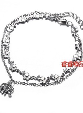 极速male Vintage mElephant Pendant man Foot jewelry Women An