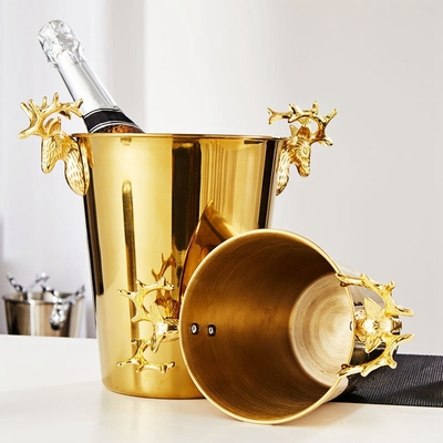 极速Icae Champagne Bucket Deer Head Wine Chiller Bottle Ice