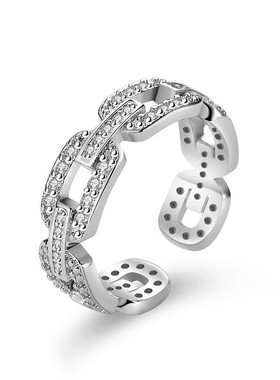 极速Chain simple ring full of diamonds womens ring jeZwelry