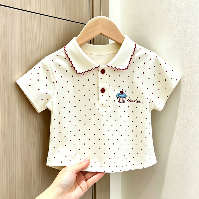 女童夏季韩版满印波点POLO衫