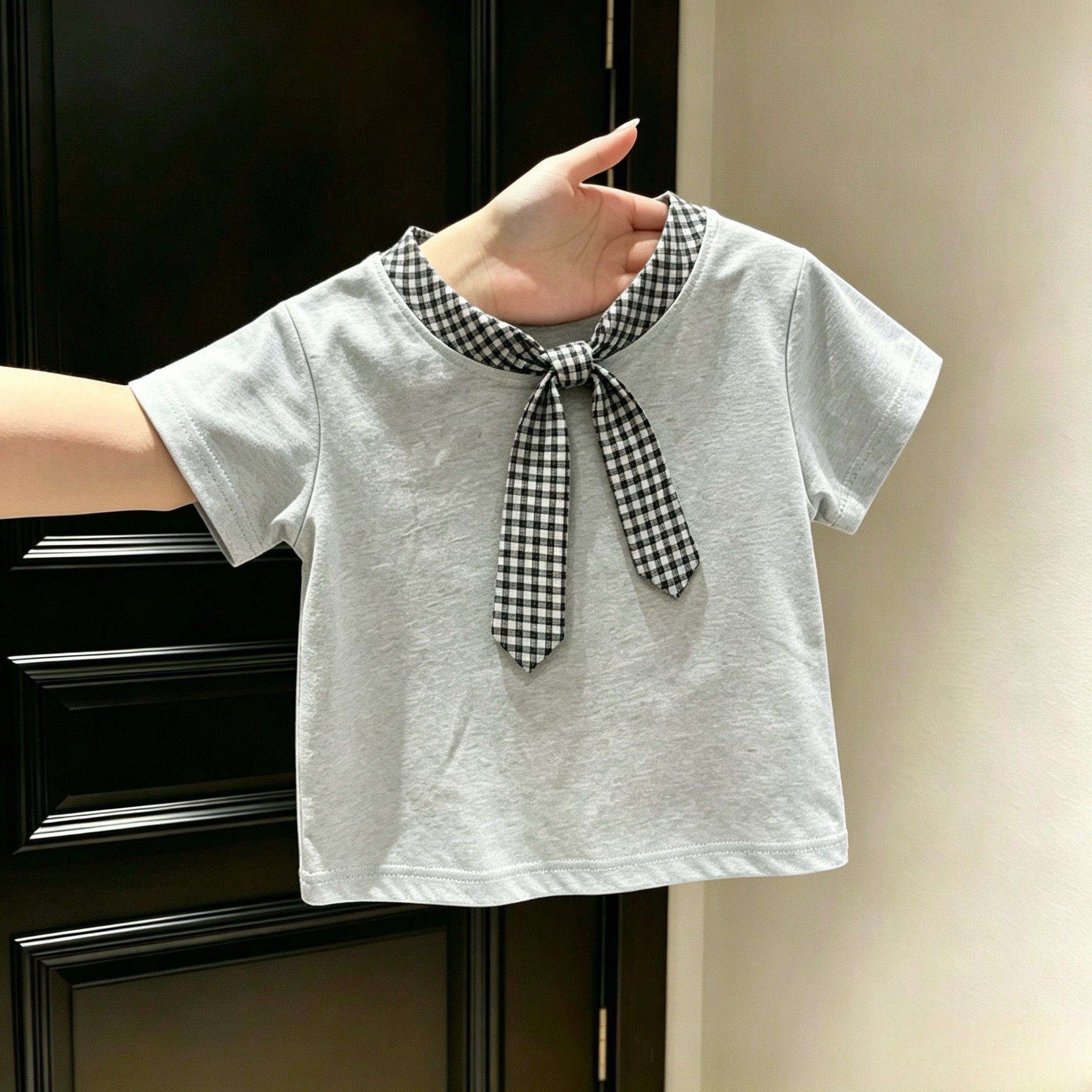 女童短袖夏季韩版披肩纯棉t恤潮