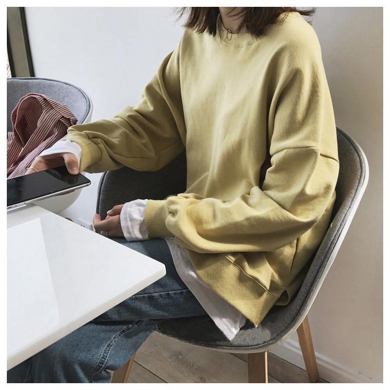 假两件中长款加绒卫衣女2025新款秋冬季韩版宽松学生BF原宿风上衣