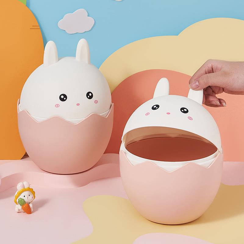 桌面兔子款垃圾桶家用客厅卧室超萌带盖可爱少女创意可爱拉圾筒