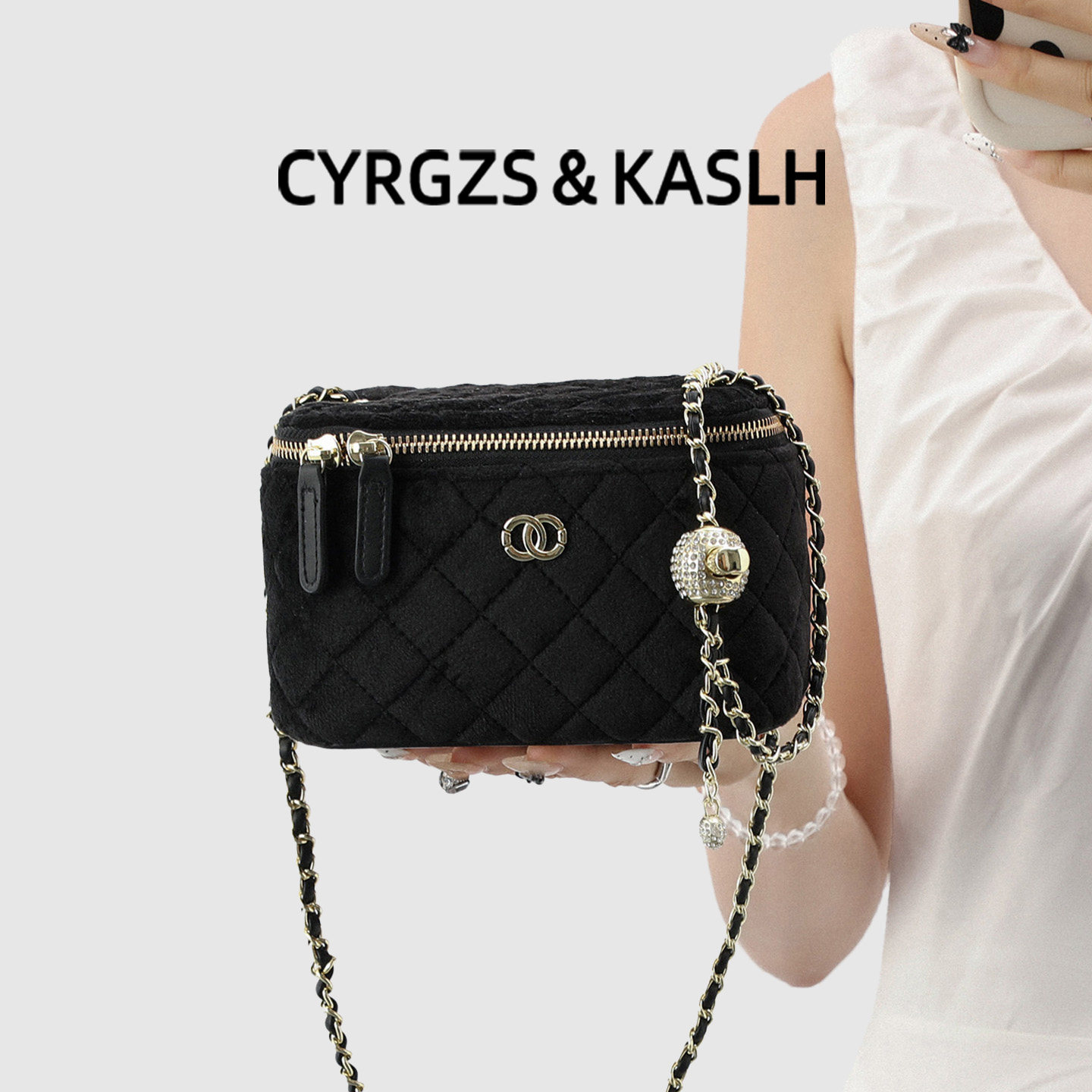 CYRGZS&KASLH丝绒菱格小包包秋冬