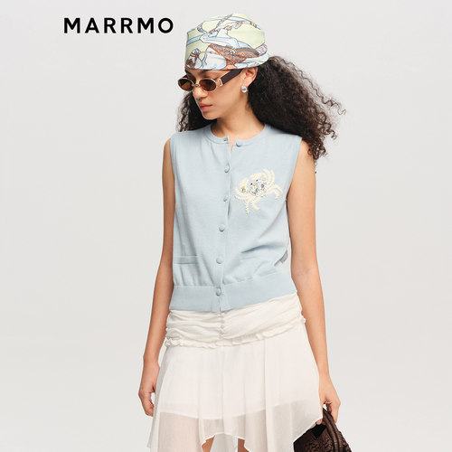MARRMO/马髦螃蟹刺绣毛织背心