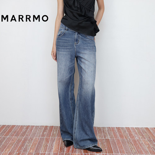 MARRMO/马髦刺绣微喇牛仔裤