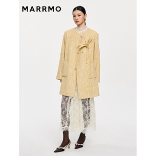 高级手工花羊毛长款 新款 通勤保暖大衣女 冬季 MARRMO马髦