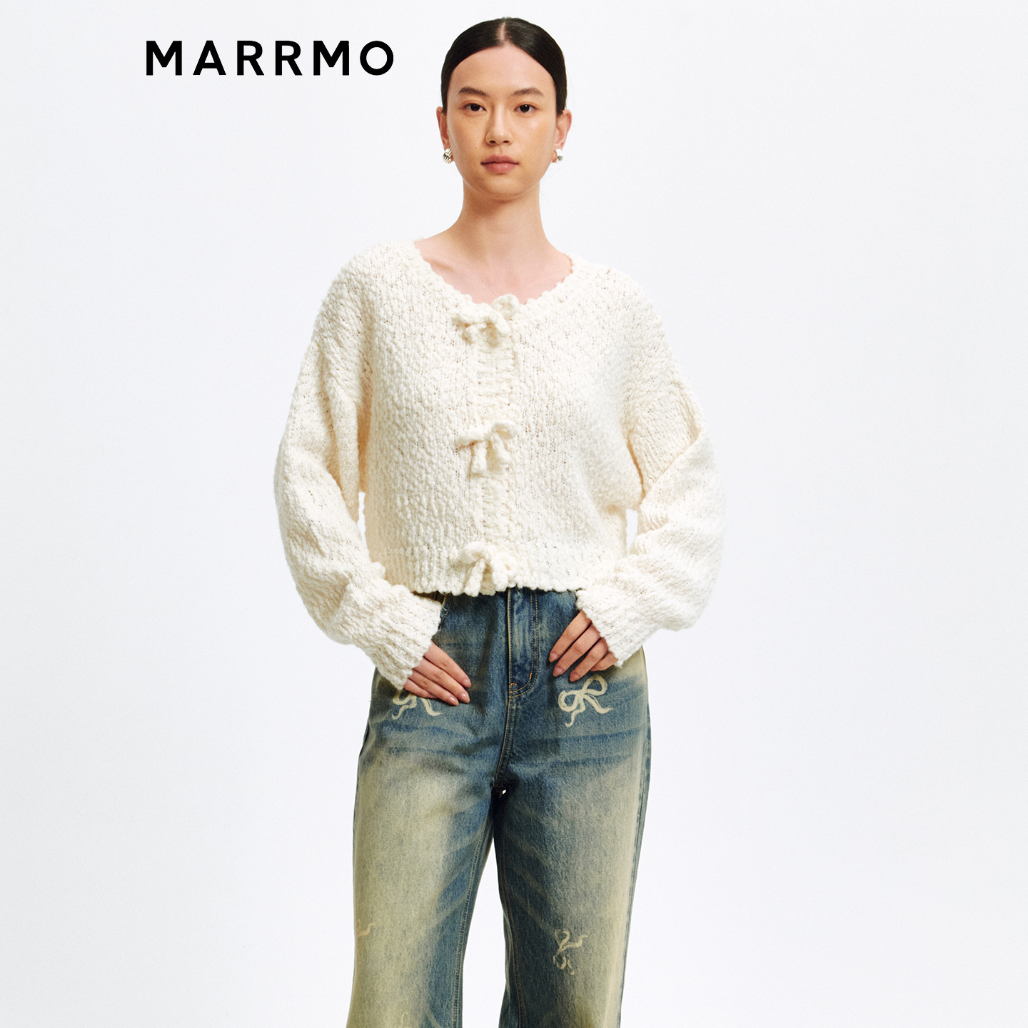 MARRMO/马髦蝴蝶结针织毛开衫