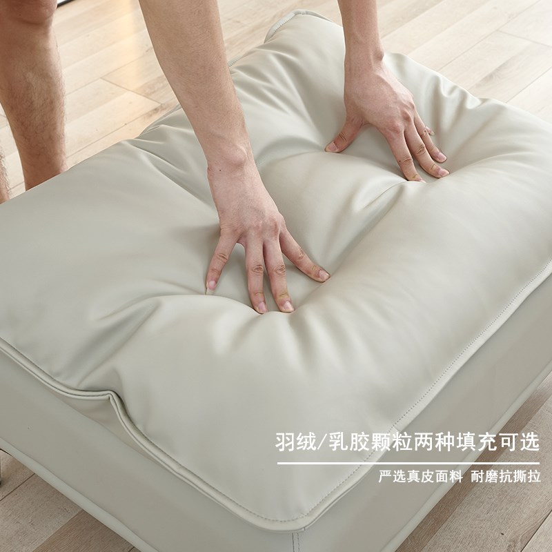 真皮沙发凳客厅脚踏凳现代简约换鞋凳贵妃延长拼接实木搁脚凳单个