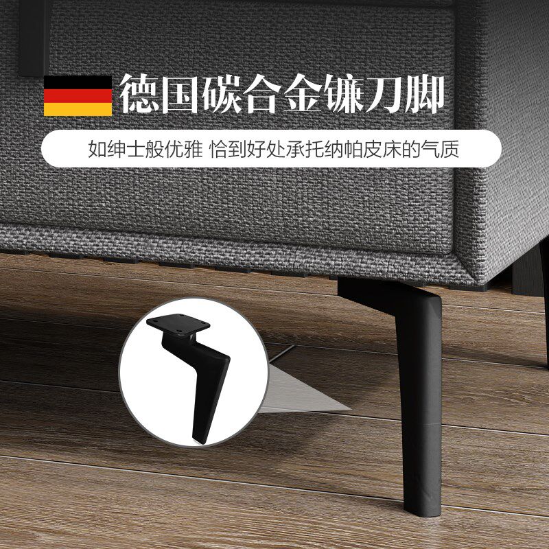 新品全实木北欧简约床头柜布艺灰色卧室轻奢后现代收纳床边柜整装