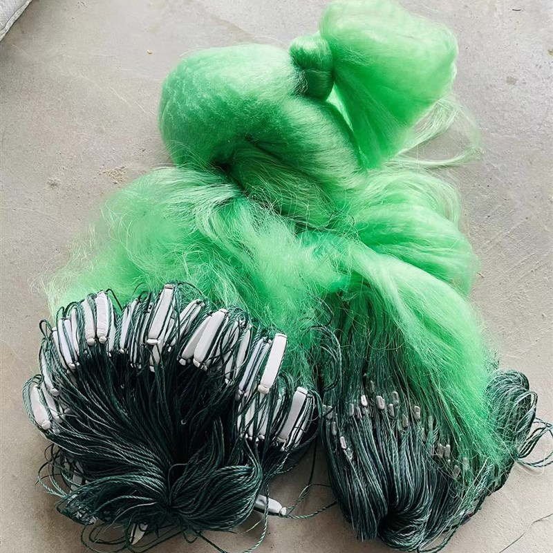 绿丝小白条餐条鱼网三层沉网粘网丝网挂网细柔789分1指小套渔网