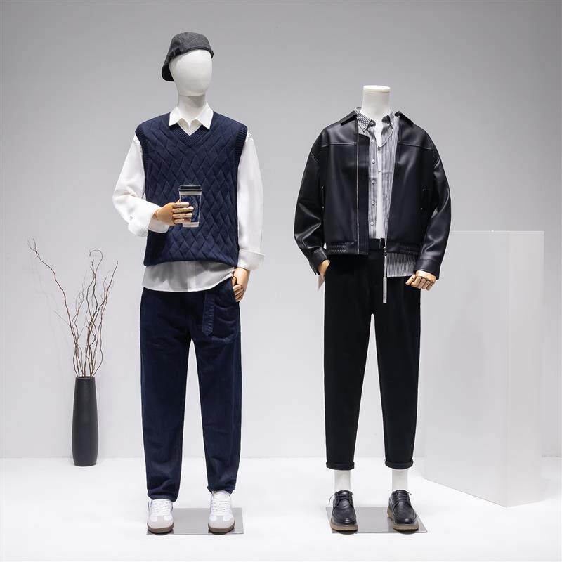 服装店橱窗模特道具时尚男装专用假人台全身包布人体模型展示道具