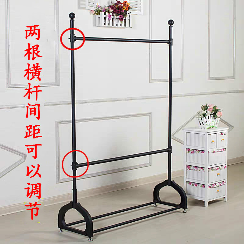 铁艺服装店挂衣展示架双层婚纱架可调节落地式三层童装男女装货架