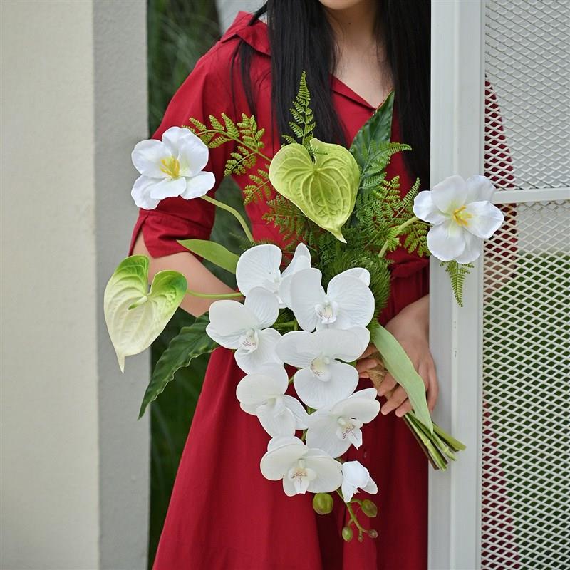 白绿系仿真花花束花艺手捧花绢花客厅插花餐桌家居装饰品摆设