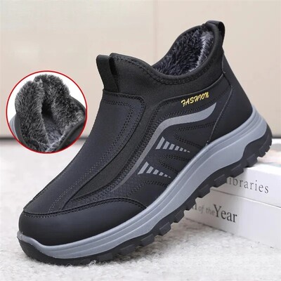 【JAKE CAVO男鞋冬加绒保暖棉鞋防滑软底中老年爸爸鞋高筒鞋