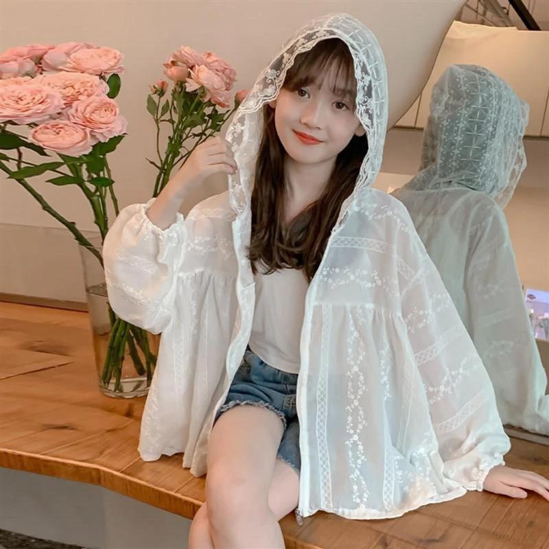 女童防晒衣2026新款夏季凉感蕾丝甜美轻薄潮衣洋气儿童户外防晒衫