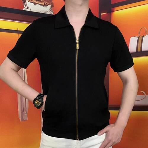 FC服饰轻奢夏季男士高品质翻领短袖百搭休闲纯色半袖