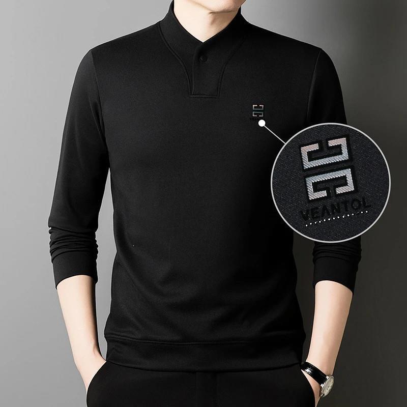 嘉利奢品啬秋冬新弹w力德绒u 圆领T恤卫衣男士长袖U加厚保暖套头