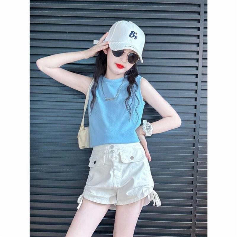 卿然精品甄选1女大童高级感套装夏季儿童炸街夏装又酷又飒的背心