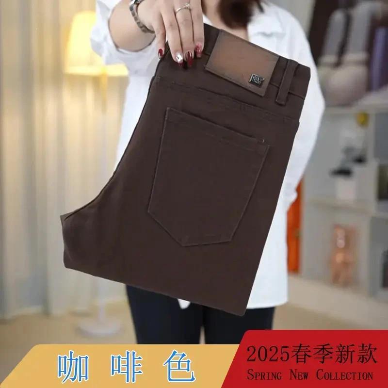 莱韩服装轻奢l原创咖啡色男士d牛仔裤春季长裤高弹力舒适百搭水洗