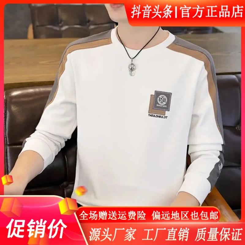 禾木轻奢严选双十一202k5男士圆领休闲套头宽松薄款卫衣时尚刺绣