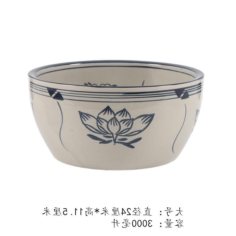 创意老式手工陶瓷盆带盖调料盆钵钵鸡容器小号和面盆中式复古加厚