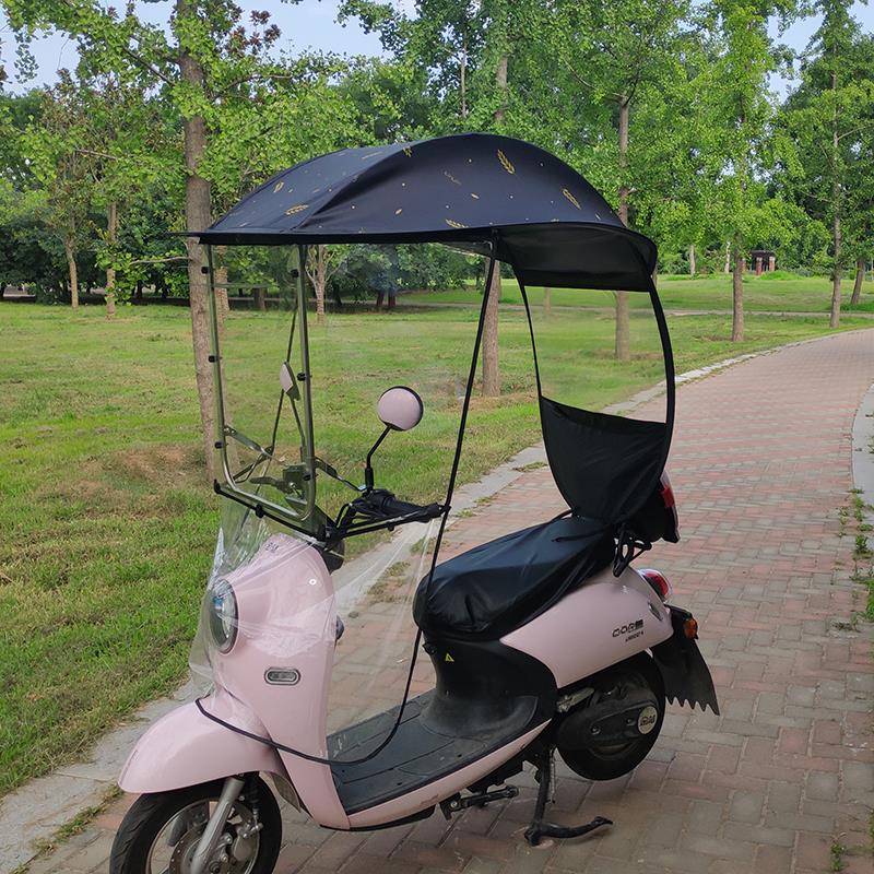 电动车摩托车雨棚不锈钢电车遮阳伞电瓶车加厚黑胶防晒防雨挡雨棚