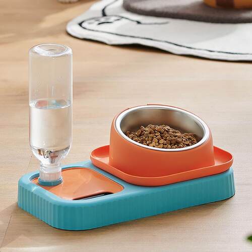 猫咪水碗饭盆猫碗双碗防打翻自动饮水器猫食盆不湿嘴狗碗宠物用品