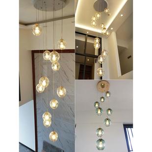 楼梯间灯长吊灯小复式 楼别墅现代简约轻奢跃层loft公寓客厅大吊灯