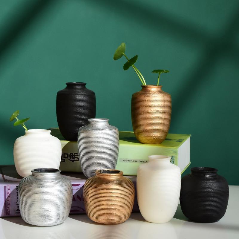现陶瓷花插纯手工拉纹创意工艺品家居饰品干花水培花插花摆件