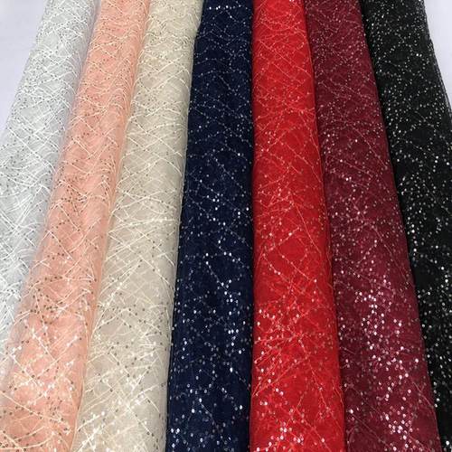 厂家供应 梦幻星空亮片网眼布网纱裙纱舞台服装面料辅料