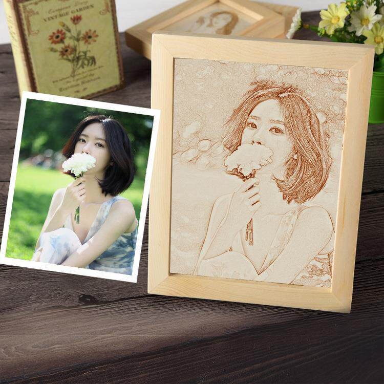 木刻画实木相框木制画框空白优质椴木板雕刻板生日礼品相框装饰