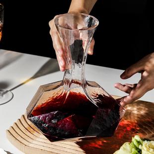 家用网红冷纹玻璃分酒器 北欧红酒醒酒器 奢华高档锤纹几何醒酒器